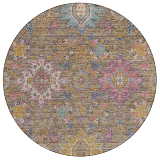 Piper Looms Chantille Medallions ACN2151 Mocha Machine Washable Area Rug Round Main Image