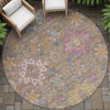 Piper Looms Chantille Medallions ACN2151 Mocha Machine Washable Area Rug Round Outdoor Lifestyle Image Feature
