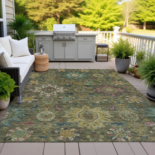 Piper Looms Chantille Medallions ACN2151 Olive Machine Washable Area Rug Outdoor Lifestyle Image Feature