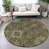 Piper Looms Chantille Medallions ACN2151 Olive Machine Washable Area Rug Round Lifestyle Image Feature