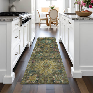 Piper Looms Chantille Medallions ACN2151 Olive Machine Washable Area Rug Runner Lifestyle Image Feature