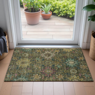 Piper Looms Chantille Medallions ACN2151 Olive Machine Washable Area Rug Scatter Lifestyle Image Feature
