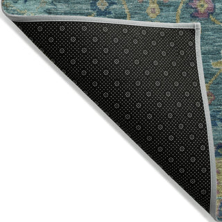 Piper Looms Chantille Medallions ACN2151 Teal Machine Washable Area Rug Backing Image