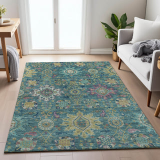 Piper Looms Chantille Medallions ACN2151 Teal Machine Washable Area Rug Lifestyle Image Feature