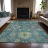 Piper Looms Chantille Medallions ACN2151 Teal Machine Washable Area Rug Lifestyle Image Feature