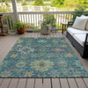 Piper Looms Chantille Medallions ACN2151 Teal Machine Washable Area Rug Outdoor Lifestyle Image Feature