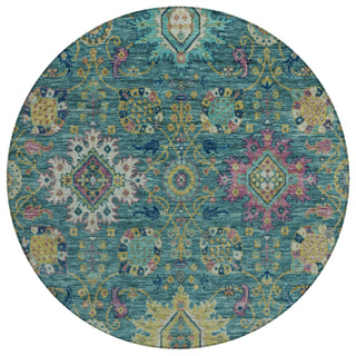 Piper Looms Chantille Medallions ACN2151 Teal Machine Washable Area Rug Round Main Image