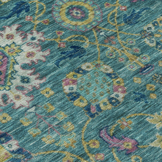 Piper Looms Chantille Medallions ACN2151 Teal Machine Washable Area Rug Swatch Image