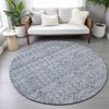 Piper Looms Chantille Stripes ACN2152 Blue Machine Washable Area Rug Round Lifestyle Image Feature
