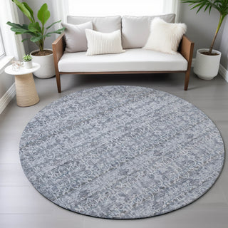 Piper Looms Chantille Stripes ACN2152 Blue Machine Washable Area Rug Round Lifestyle Image Feature