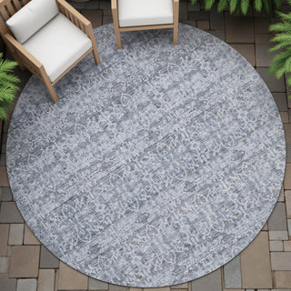 Piper Looms Chantille Stripes ACN2152 Blue Machine Washable Area Rug Round Outdoor Lifestyle Image Feature