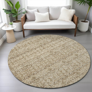 Piper Looms Chantille Stripes ACN2152 Brown Machine Washable Area Rug Round Lifestyle Image Feature
