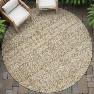 Piper Looms Chantille Stripes ACN2152 Brown Machine Washable Area Rug Round Outdoor Lifestyle Image Feature