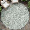 Piper Looms Chantille Stripes ACN2152 Teal Machine Washable Area Rug Round Outdoor Lifestyle Image Feature