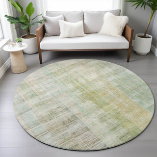 Piper Looms Chantille Stripes ACN2153 Linen Machine Washable Area Rug Round Lifestyle Image Feature