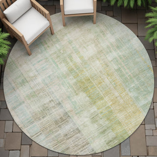 Piper Looms Chantille Stripes ACN2153 Linen Machine Washable Area Rug Round Outdoor Lifestyle Image Feature