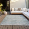 Piper Looms Chantille Stripes ACN2154 Aqua Machine Washable Area Rug Outdoor Lifestyle Image Feature