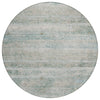 Piper Looms Chantille Stripes ACN2154 Aqua Machine Washable Area Rug Round Main Image