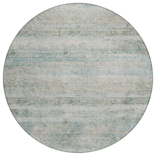 Piper Looms Chantille Stripes ACN2154 Aqua Machine Washable Area Rug Round Main Image