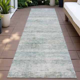 Piper Looms Chantille Stripes ACN2154 Aqua Machine Washable Area Rug Runner Outdoor Lifestyle Image Feature