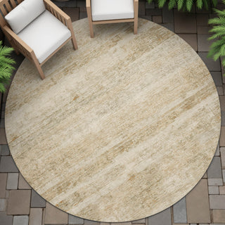 Piper Looms Chantille Stripes ACN2154 Brown Machine Washable Area Rug Round Outdoor Lifestyle Image Feature