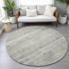 Piper Looms Chantille Stripes ACN2154 Granite Machine Washable Area Rug Round Lifestyle Image Feature