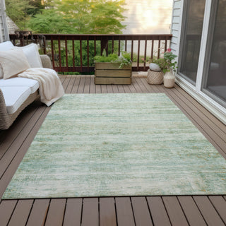 Piper Looms Chantille Stripes ACN2154 Green Machine Washable Area Rug Outdoor Lifestyle Image Feature