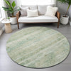Piper Looms Chantille Stripes ACN2154 Green Machine Washable Area Rug Round Lifestyle Image Feature