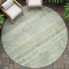 Piper Looms Chantille Stripes ACN2154 Green Machine Washable Area Rug Round Outdoor Lifestyle Image Feature