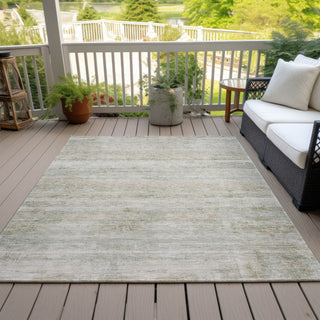 Piper Looms Chantille Stripes ACN2154 Putty Machine Washable Area Rug Outdoor Lifestyle Image Feature