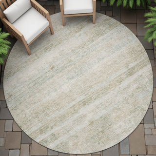 Piper Looms Chantille Stripes ACN2154 Putty Machine Washable Area Rug Round Outdoor Lifestyle Image Feature