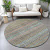 Piper Looms Chantille Stripes ACN2155 Aqua Machine Washable Area Rug Round Lifestyle Image Feature