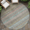 Piper Looms Chantille Stripes ACN2155 Aqua Machine Washable Area Rug Round Outdoor Lifestyle Image Feature