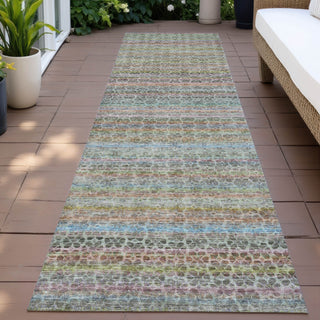 Piper Looms Chantille Stripes ACN2155 Aqua Machine Washable Area Rug Runner Outdoor Lifestyle Image Feature
