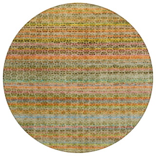 Piper Looms Chantille Stripes ACN2155 Coral Machine Washable Area Rug Round Main Image