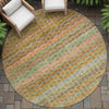 Piper Looms Chantille Stripes ACN2155 Coral Machine Washable Area Rug Round Outdoor Lifestyle Image Feature