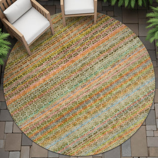 Piper Looms Chantille Stripes ACN2155 Coral Machine Washable Area Rug Round Outdoor Lifestyle Image Feature
