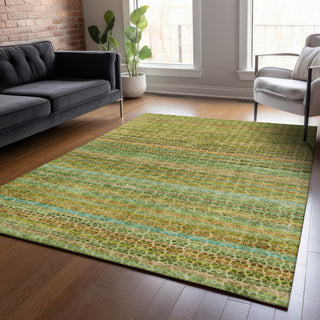 Piper Looms Chantille Stripes ACN2155 Green Machine Washable Area Rug Lifestyle Image Feature