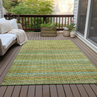 Piper Looms Chantille Stripes ACN2155 Green Machine Washable Area Rug Outdoor Lifestyle Image Feature