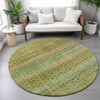 Piper Looms Chantille Stripes ACN2155 Green Machine Washable Area Rug Round Lifestyle Image Feature