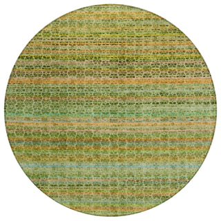 Piper Looms Chantille Stripes ACN2155 Green Machine Washable Area Rug Round Main Image