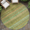 Piper Looms Chantille Stripes ACN2155 Green Machine Washable Area Rug Round Outdoor Lifestyle Image Feature