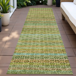 Piper Looms Chantille Stripes ACN2155 Green Machine Washable Area Rug Runner Outdoor Lifestyle Image Feature