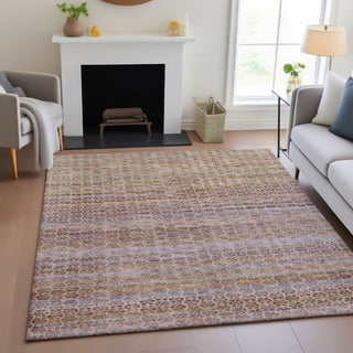 Piper Looms Chantille Stripes ACN2155 Khaki Machine Washable Area Rug Lifestyle Image Feature