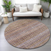 Piper Looms Chantille Stripes ACN2155 Khaki Machine Washable Area Rug Round Lifestyle Image Feature