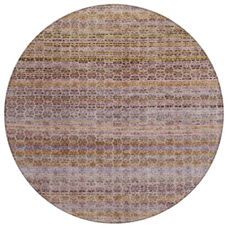 Piper Looms Chantille Stripes ACN2155 Khaki Machine Washable Area Rug Round Main Image