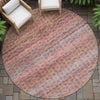 Piper Looms Chantille Stripes ACN2155 Pink Machine Washable Area Rug Round Outdoor Lifestyle Image Feature