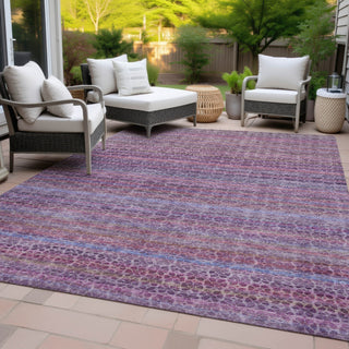 Piper Looms Chantille Stripes ACN2155 Purple Machine Washable Area Rug Outdoor Lifestyle Image Feature