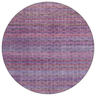 Piper Looms Chantille Stripes ACN2155 Purple Machine Washable Area Rug Round Main Image