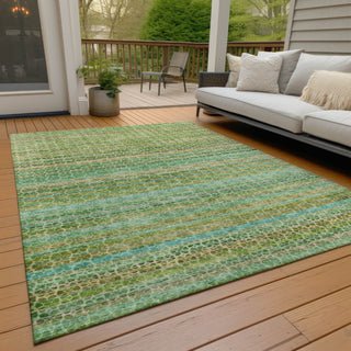Piper Looms Chantille Stripes ACN2155 Teal Machine Washable Area Rug Outdoor Lifestyle Image Feature